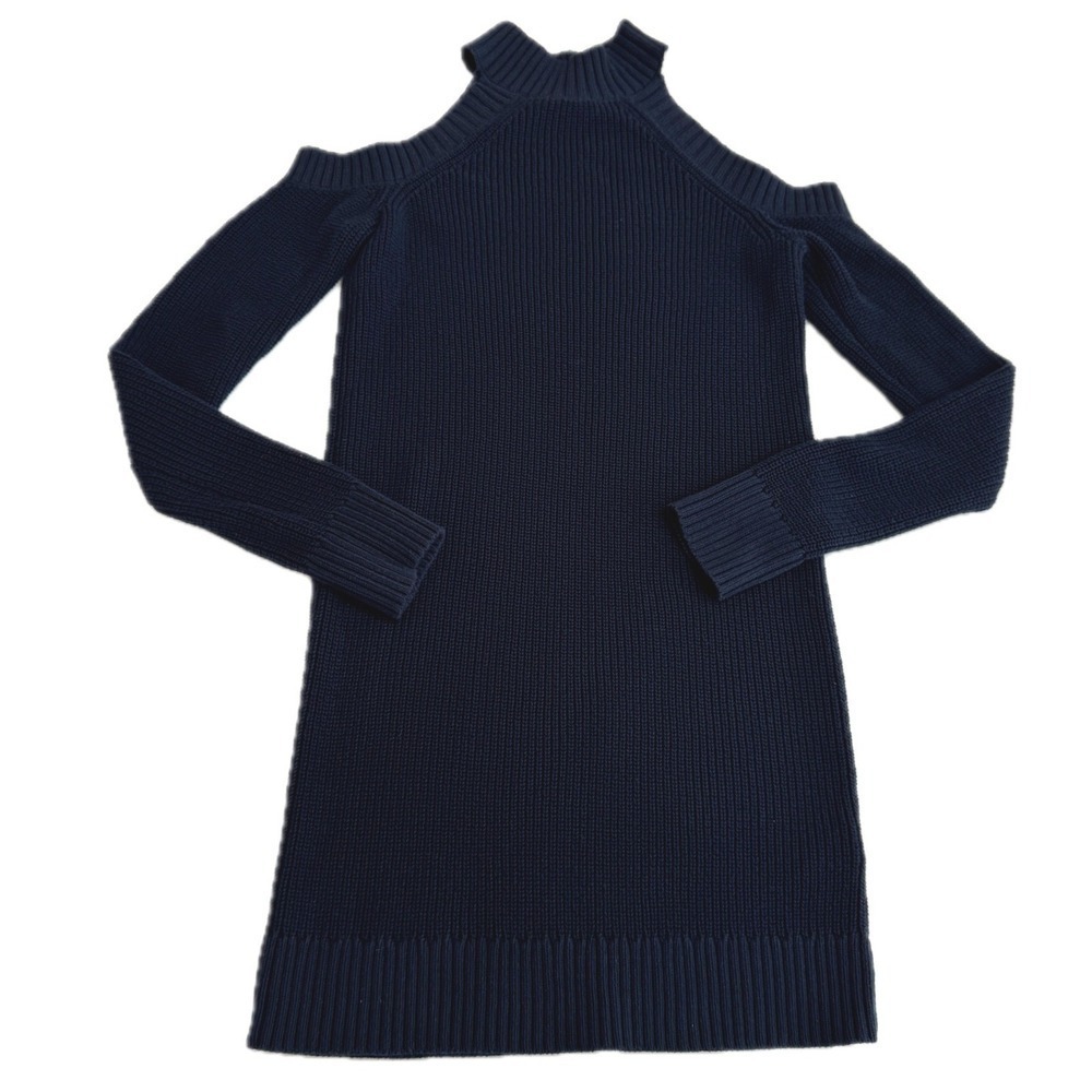 Abercrombie & Fitch Sweater Dress Womens Small Blue Cold Shoulder Knit - Picture 2 of 8